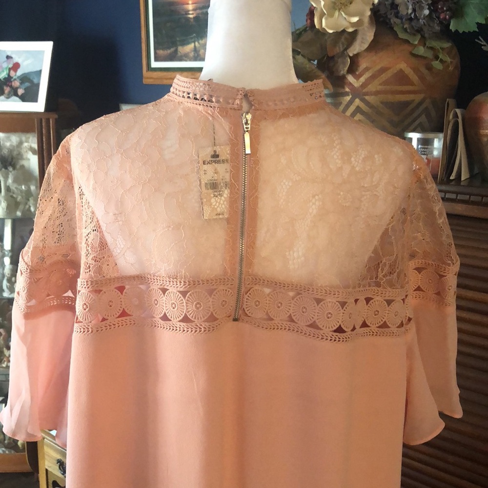 Express Peach Lace Midi Dress - Picture 11 of 15